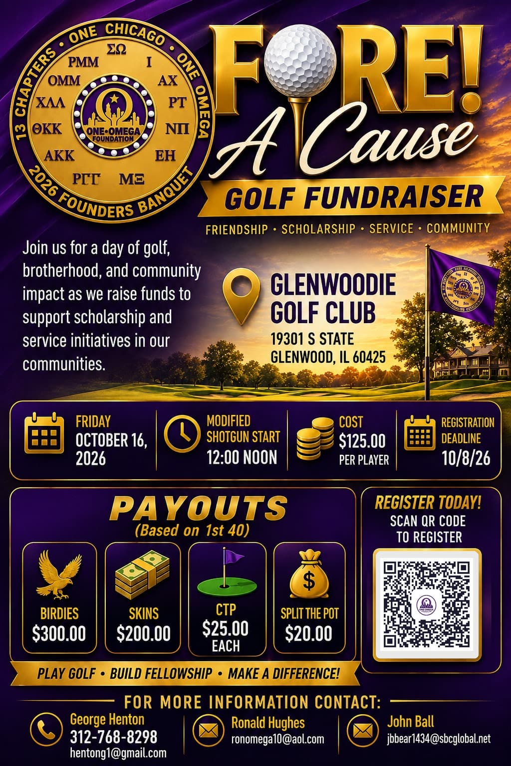 FORE! A Cause Golf Fundraiser flyer